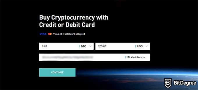 BitMart 交易所用信用卡购买加密货币