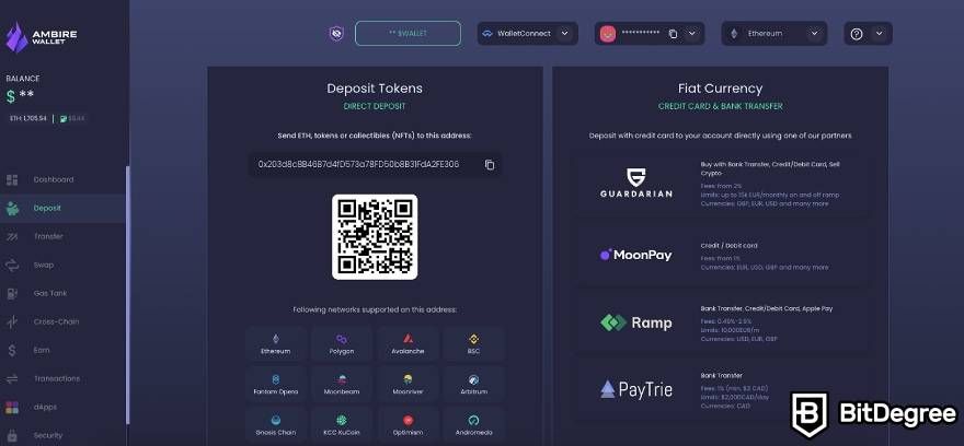 Ulasan Ambire Wallet: Penyetoran token ke Ambire.