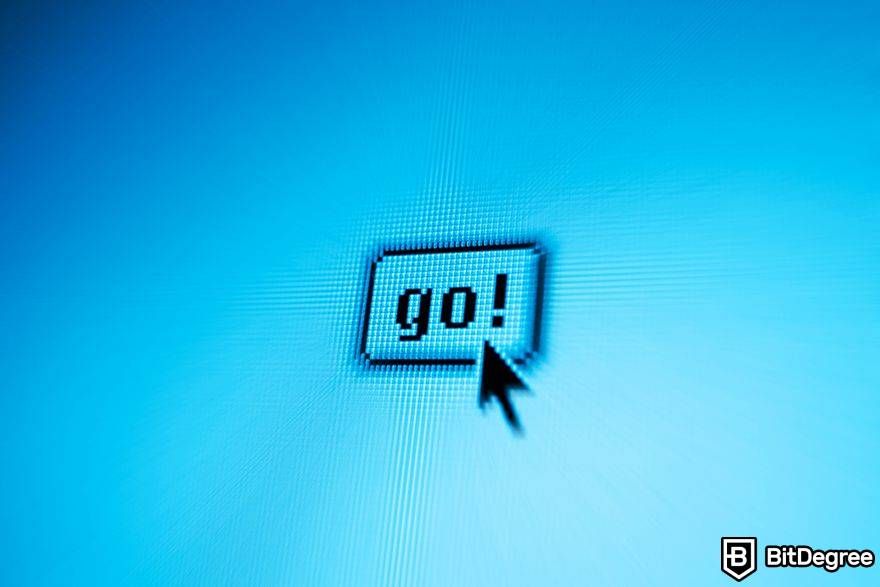 Domain .btc: Kursor mengklik 'go'.