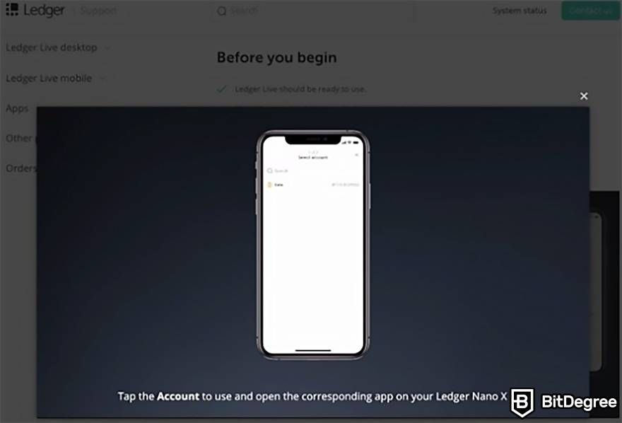 Ledger Nano X review: Receive funds step 2.