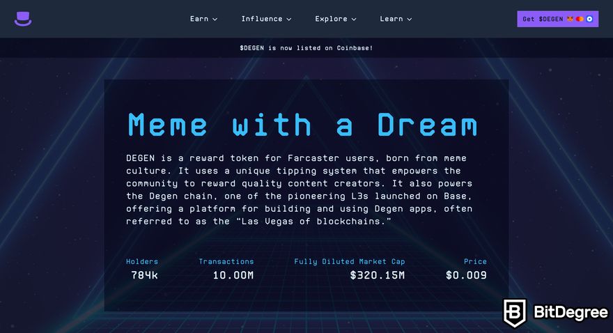 Base meme coin'ler: Degen için bir önizleme görüntüsü.