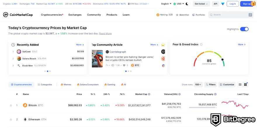 Best crypto tools: CoinMarketCap.