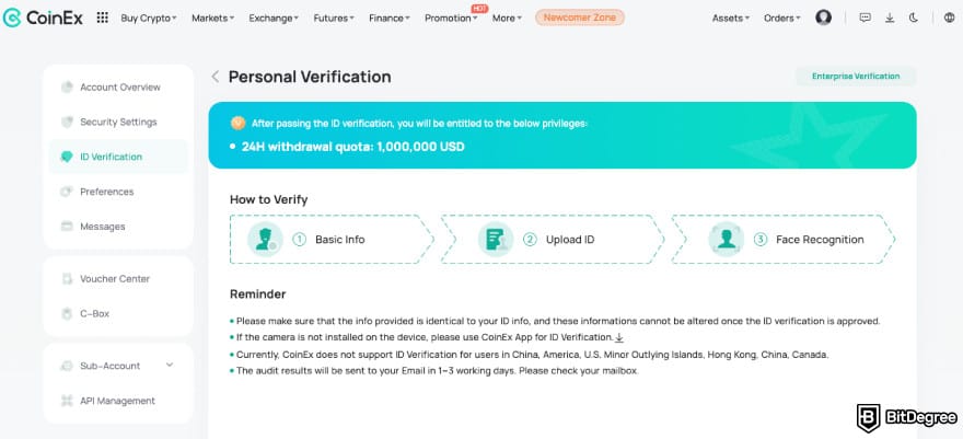 En iyi KYC gerektirmeyen kripto borsası: CoinEx.