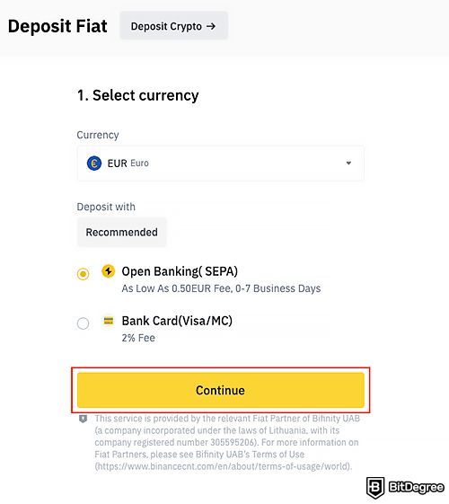 Спотовая торговля Binance: пополнение фиата.