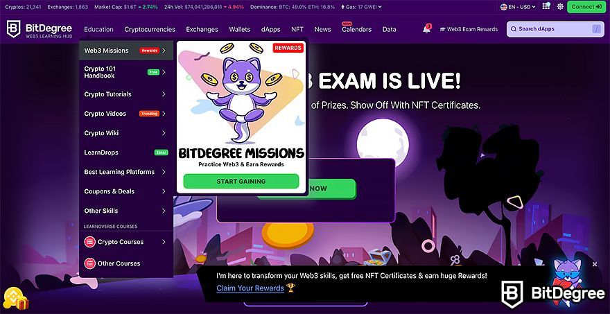 Đánh giá BitDegree Web3 Exam: Các tính năng giáo dục khác của BitDegree.