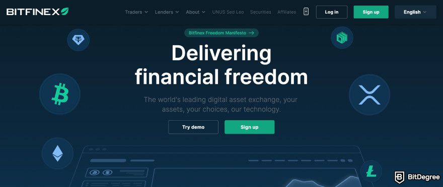 Bitfinex review: homepage.