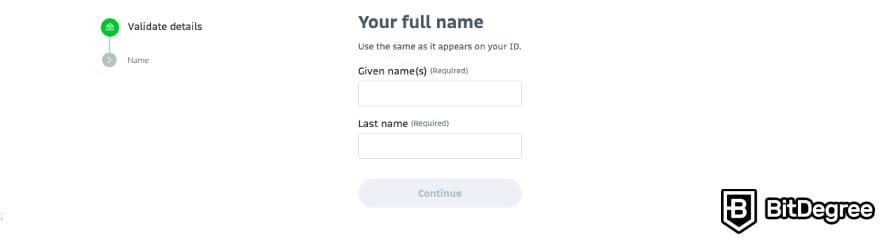 Ulasan Bitso: tangkapan layar verifikasi KYC Bitso.
