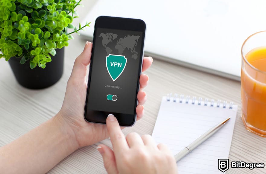 Países com restrição da Bybit: abrindo a VPN no celular.