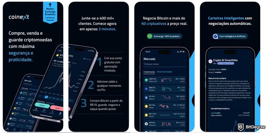 Coinext incelemesi: iPhone'daki uygulama görünümü.
