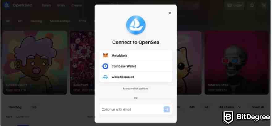 Cómo acuñar NFT gratis: Conectando tu wallet a OpenSea.