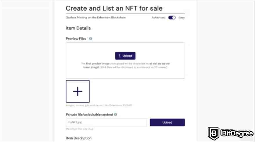 Como acuñar NFT gratis: Detalles de NFT.