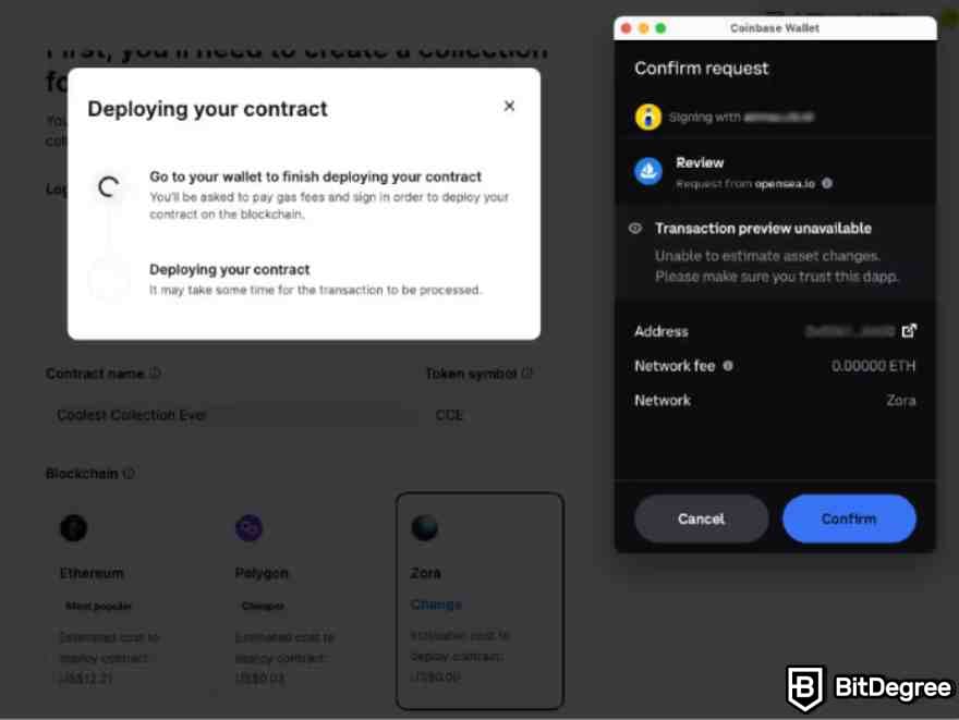 Como acuñar NFT gratis: Desplegar contrato en OpenSea.