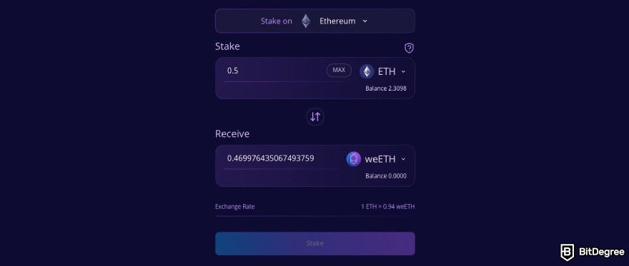 ETHFI airdrop: main Ether.fi's staking interface.