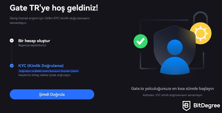 Gate.io Güvenilir mi: KYC ekranı.