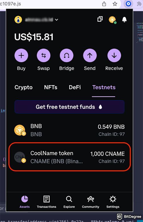 Cara Membuat Token di BSC: Token CoolName.
