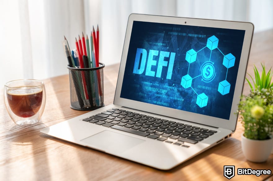 Lido staking: DeFi gösteren bir dizüstü bilgisayar ekranı.
