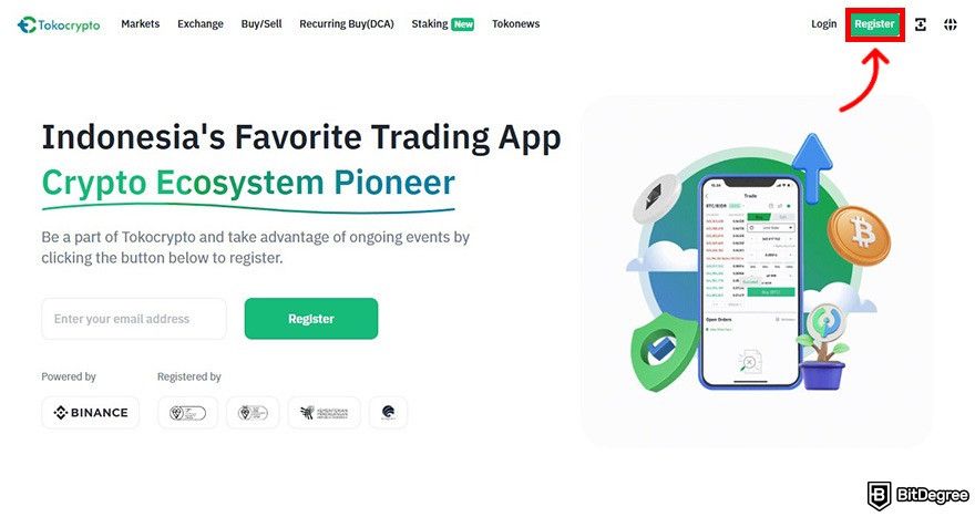 TokoCrypto incelemesi: TokoCrypto ana sayfası.