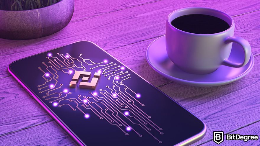 What is crypto gaming: Binance logo.